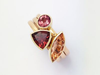 Imperial Topaz and Garnet 18ct Stack Rings